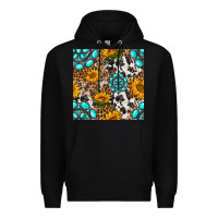 Black western gemstone and sunflower seamless pattern Premium Hoodie - BundleAndBundleShop