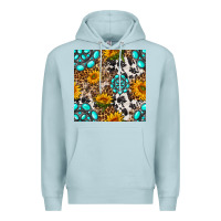 Blue Mist western gemstone and sunflower seamless pattern Premium Hoodie - BundleAndBundleShop