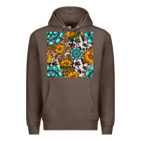Coffee western gemstone and sunflower seamless pattern Premium Hoodie - BundleAndBundleShop