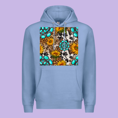 Western Gemstone And Sunflower Seamless Pattern Premium Hoodie Designed By Bundleandbundleshop