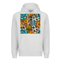 Dove Grey western gemstone and sunflower seamless pattern Premium Hoodie - BundleAndBundleShop