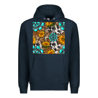Navy western gemstone and sunflower seamless pattern Premium Hoodie - BundleAndBundleShop