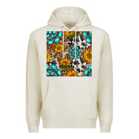 Oatmeal Heather western gemstone and sunflower seamless pattern Premium Hoodie - BundleAndBundleShop