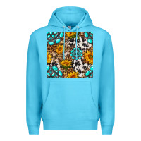Ocean Blue western gemstone and sunflower seamless pattern Premium Hoodie - BundleAndBundleShop