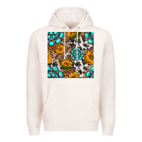 Pale Pink western gemstone and sunflower seamless pattern Premium Hoodie - BundleAndBundleShop