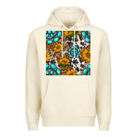 Sandshell western gemstone and sunflower seamless pattern Premium Hoodie - BundleAndBundleShop
