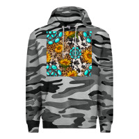 Slate Camo western gemstone and sunflower seamless pattern Premium Hoodie - BundleAndBundleShop