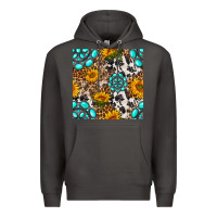 Smoke western gemstone and sunflower seamless pattern Premium Hoodie - BundleAndBundleShop