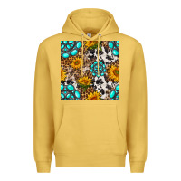 Antique Gold western gemstone and sunflower seamless pattern Premium Hoodie - BundleAndBundleShop