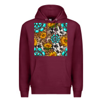 Burgundy western gemstone and sunflower seamless pattern Premium Hoodie - BundleAndBundleShop