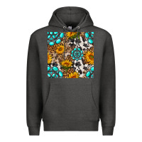 Charcoal Heather western gemstone and sunflower seamless pattern Premium Hoodie - BundleAndBundleShop