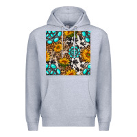 Heather Grey western gemstone and sunflower seamless pattern Premium Hoodie - BundleAndBundleShop