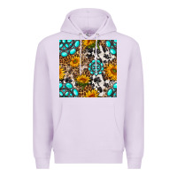 Lilac western gemstone and sunflower seamless pattern Premium Hoodie - BundleAndBundleShop