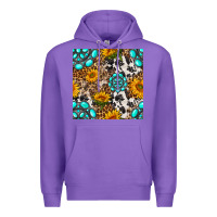 Purple western gemstone and sunflower seamless pattern Premium Hoodie - BundleAndBundleShop