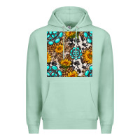Seafoam western gemstone and sunflower seamless pattern Premium Hoodie - BundleAndBundleShop