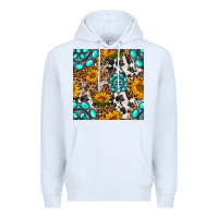 White western gemstone and sunflower seamless pattern Premium Hoodie - BundleAndBundleShop