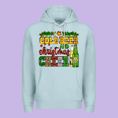Cold Beer And Christmas Cheer With Beer Bottles Premium Hoodie Designed By Adodesignshop