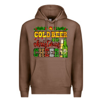 Chestnut cold beer and christmas cheer with beer bottles Premium Hoodie - AdoDesignShop