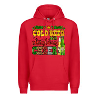 Red cold beer and christmas cheer with beer bottles Premium Hoodie - AdoDesignShop