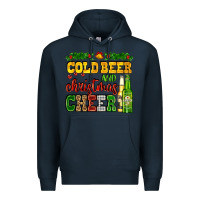 Navy cold beer and christmas cheer with beer bottles Premium Hoodie - AdoDesignShop