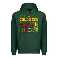Sports Green cold beer and christmas cheer with beer bottles Premium Hoodie - AdoDesignShop