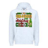 White cold beer and christmas cheer with beer bottles Premium Hoodie - AdoDesignShop