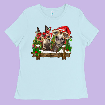 Christmas Donkeys Ladies Tee Designed By Barkaloodesign