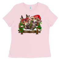 Bubblegum Pink Christmas donkeys Ladies Tee - BarkalooDesign