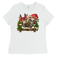 White Christmas donkeys Ladies Tee - BarkalooDesign