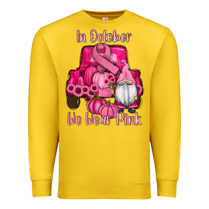 Breast Cancer Awareness Pink Truck Gnomes Premium Sweatshirt by RanaPortraitStore | Teevron