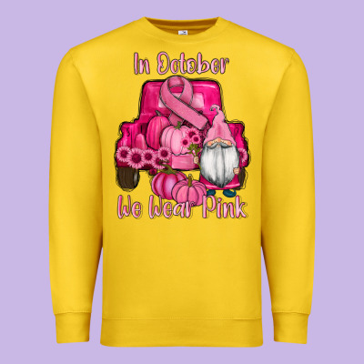 Breast Cancer Awareness Pink Truck Gnomes Premium Sweatshirt Designed By Ranaportraitstore
