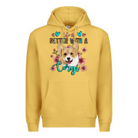 Antique Gold life is better with a corgi Premium Hoodie - Jasminsmagicworld