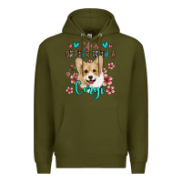 Army Green life is better with a corgi Premium Hoodie - Jasminsmagicworld
