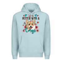 Blue Mist life is better with a corgi Premium Hoodie - Jasminsmagicworld