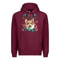 Burgundy life is better with a corgi Premium Hoodie - Jasminsmagicworld