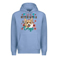 Colony Blue life is better with a corgi Premium Hoodie - Jasminsmagicworld