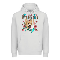 Dove Grey life is better with a corgi Premium Hoodie - Jasminsmagicworld
