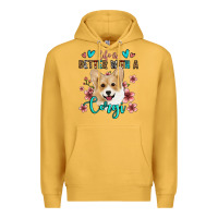 Mustard life is better with a corgi Premium Hoodie - Jasminsmagicworld