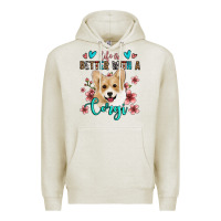 Oatmeal Heather life is better with a corgi Premium Hoodie - Jasminsmagicworld