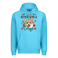 Ocean Blue life is better with a corgi Premium Hoodie - Jasminsmagicworld