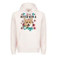 Pale Pink life is better with a corgi Premium Hoodie - Jasminsmagicworld