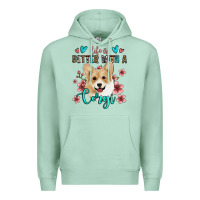 Seafoam life is better with a corgi Premium Hoodie - Jasminsmagicworld