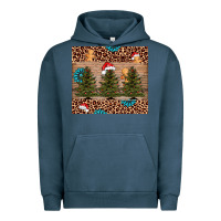 Pigment Midnight Navy Christmas trees leopard Urban Hoodie - AdoDesignShop