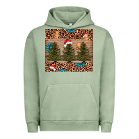 Pigment Oil Green Christmas trees leopard Urban Hoodie - AdoDesignShop