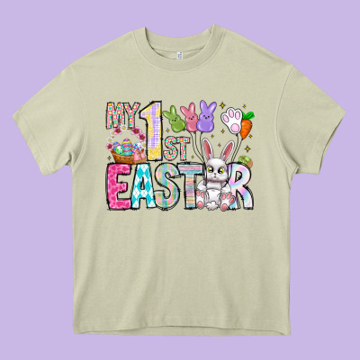 My 1st Easter Heavy Core Tee Designed By Cowhidedigitalart