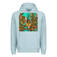 Blue Mist western bull skull and cactus seamless pattern Premium Hoodie - BundleAndBundleShop