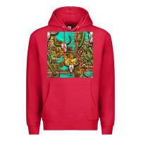 Cardinal western bull skull and cactus seamless pattern Premium Hoodie - BundleAndBundleShop