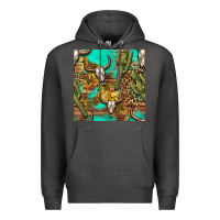 Charcoal Heather western bull skull and cactus seamless pattern Premium Hoodie - BundleAndBundleShop