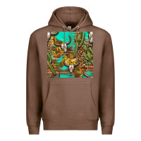 Chestnut western bull skull and cactus seamless pattern Premium Hoodie - BundleAndBundleShop