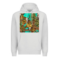 Dove Grey western bull skull and cactus seamless pattern Premium Hoodie - BundleAndBundleShop